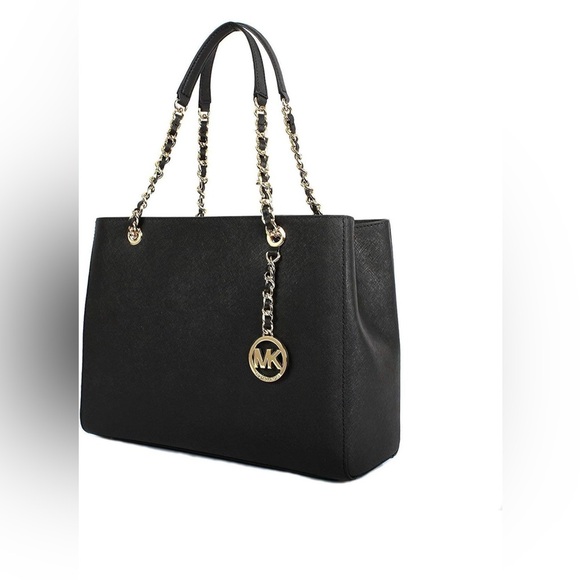 Michael Kors Large Susannah Tote Bag- Black with Gold-Tone Hardware - Picture 2 of 9